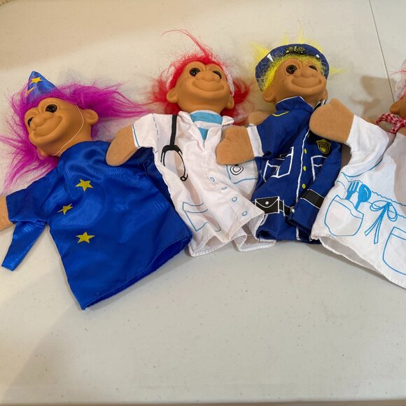 Vintage Russ Berrie Troll Puppet dolls Rare Doctor, Chef, Wizard and Police - Picture 3 of 9